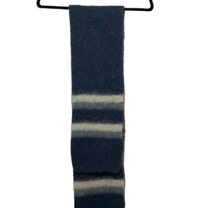 Blue & white striped fuzzy mohair scarf